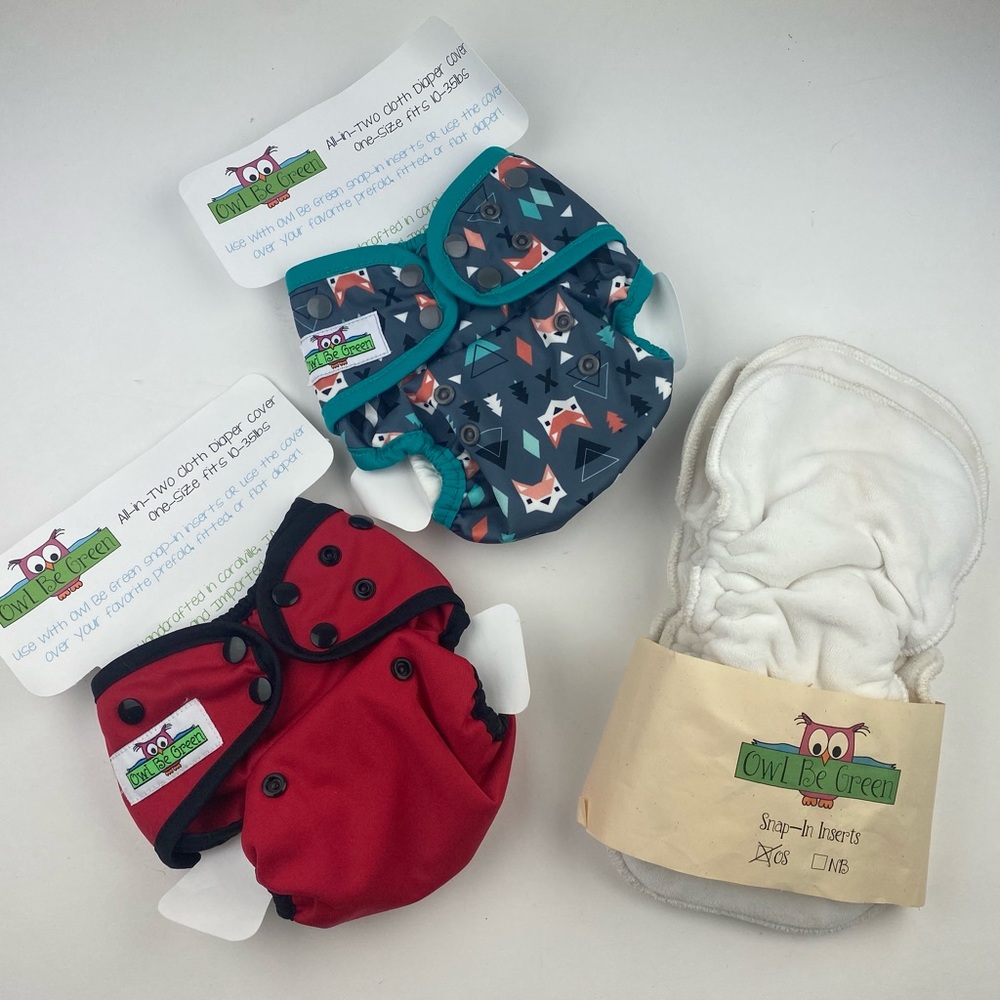 Owl Be Green cloth diaper liners and inserts lot